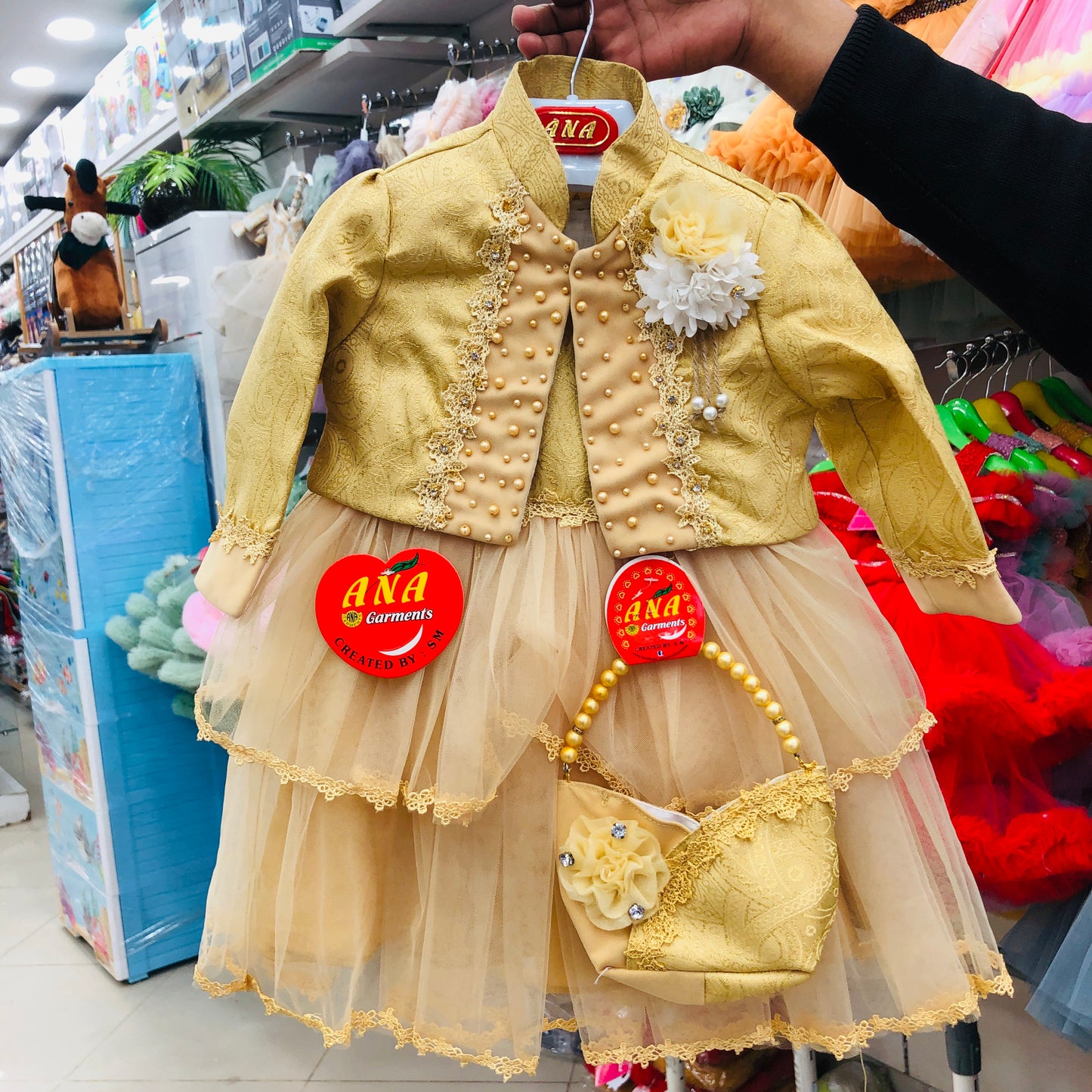 Beautiful girls frock with bag
