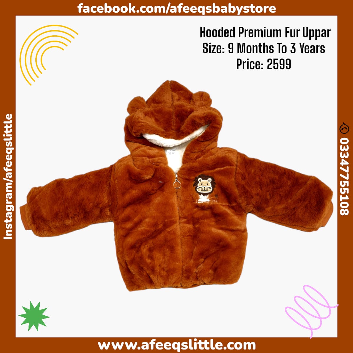Premium Quality Baby Hooded Fur Upper