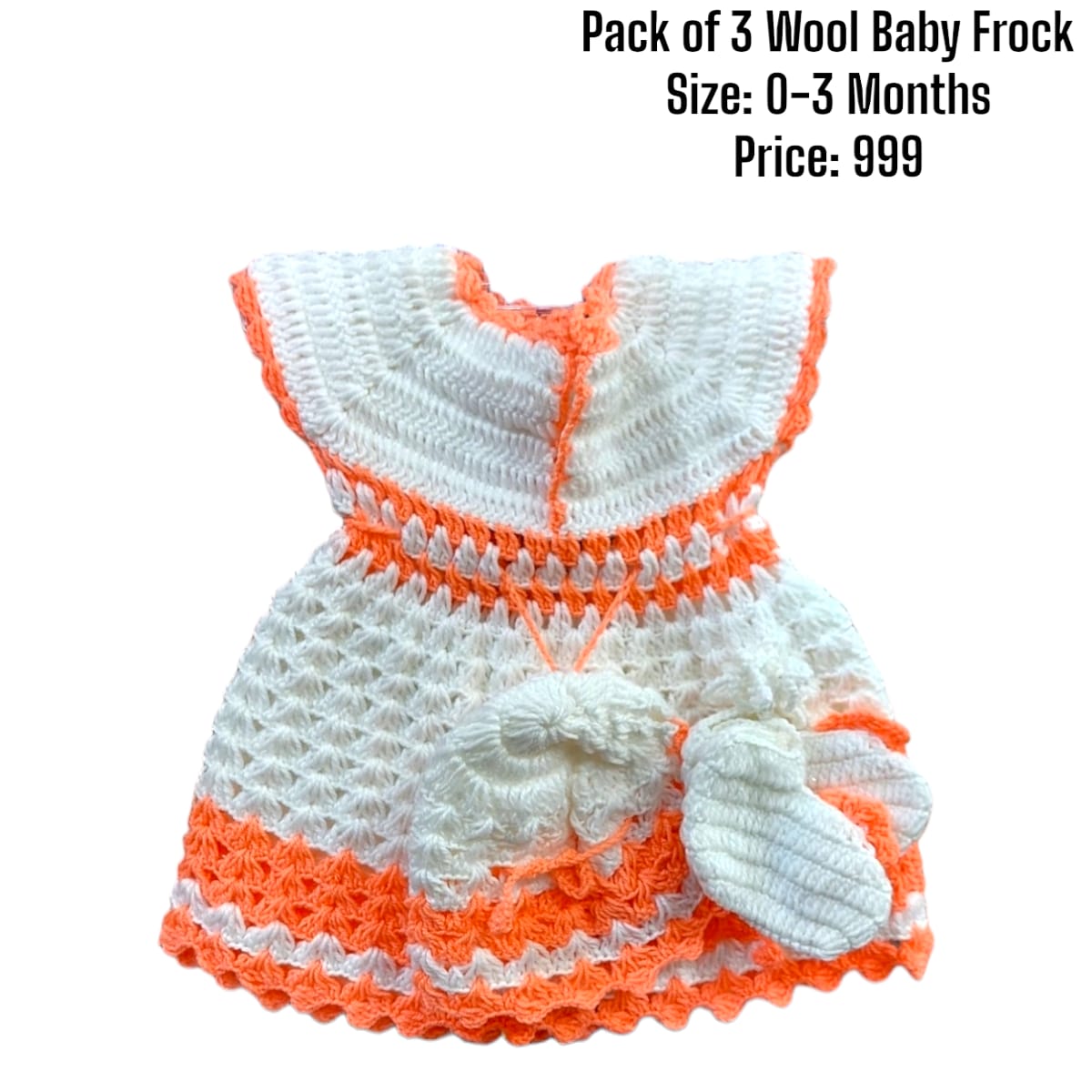 Pack of 3 Wool Baby Frock 0-3month