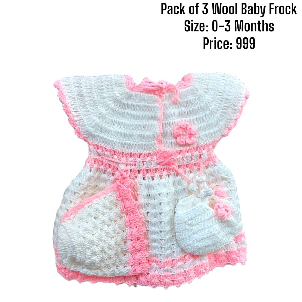 Pack of 3 Wool Baby Frock 0-3month