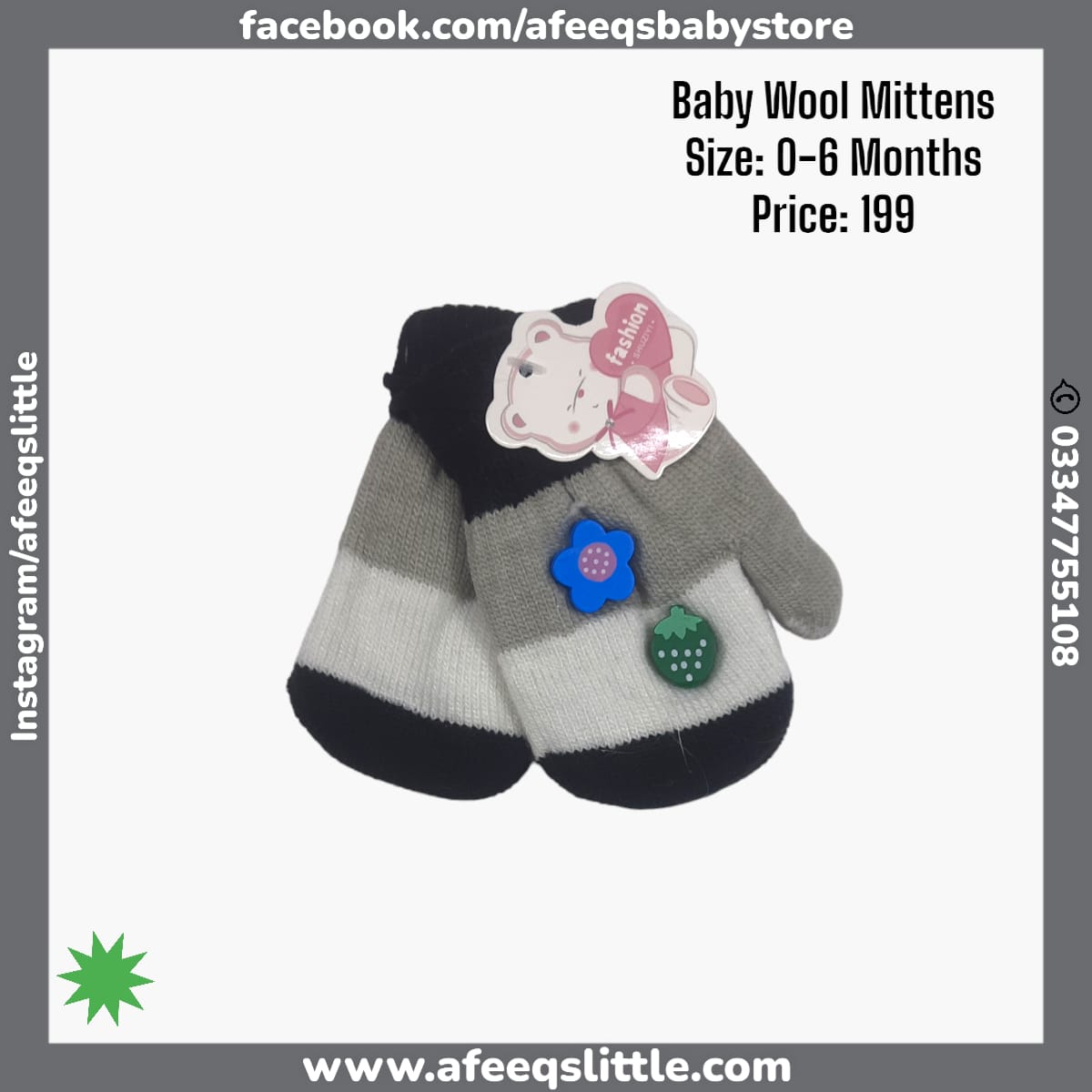 Beautiful Warm Wool Mittens 0-6Months