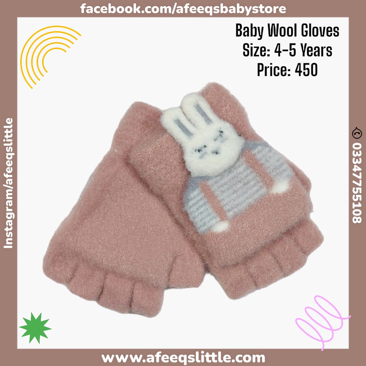 Bynny Kids Warm Wool Gloves 4-5 Years