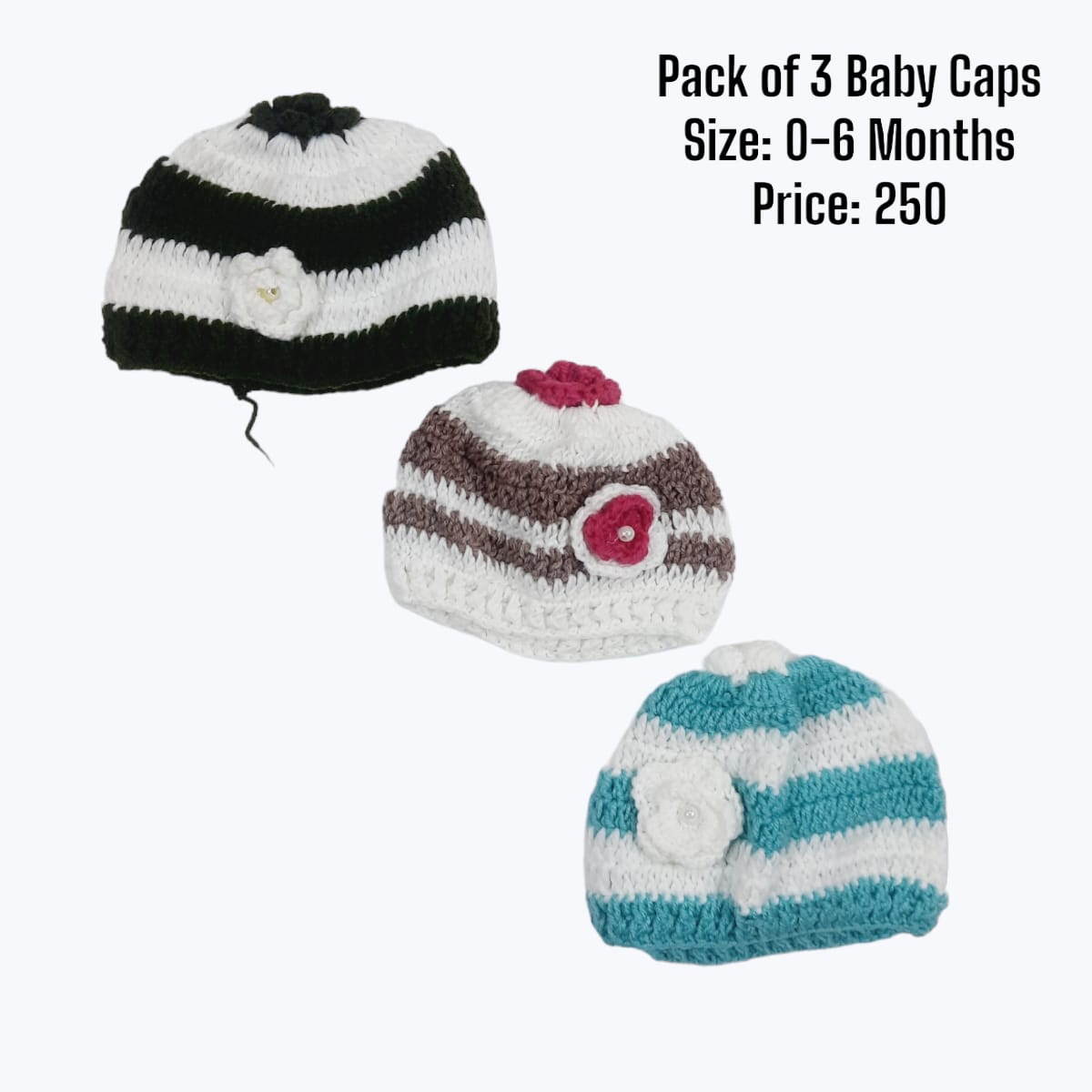 Pack of 3 Warm Baby Caps