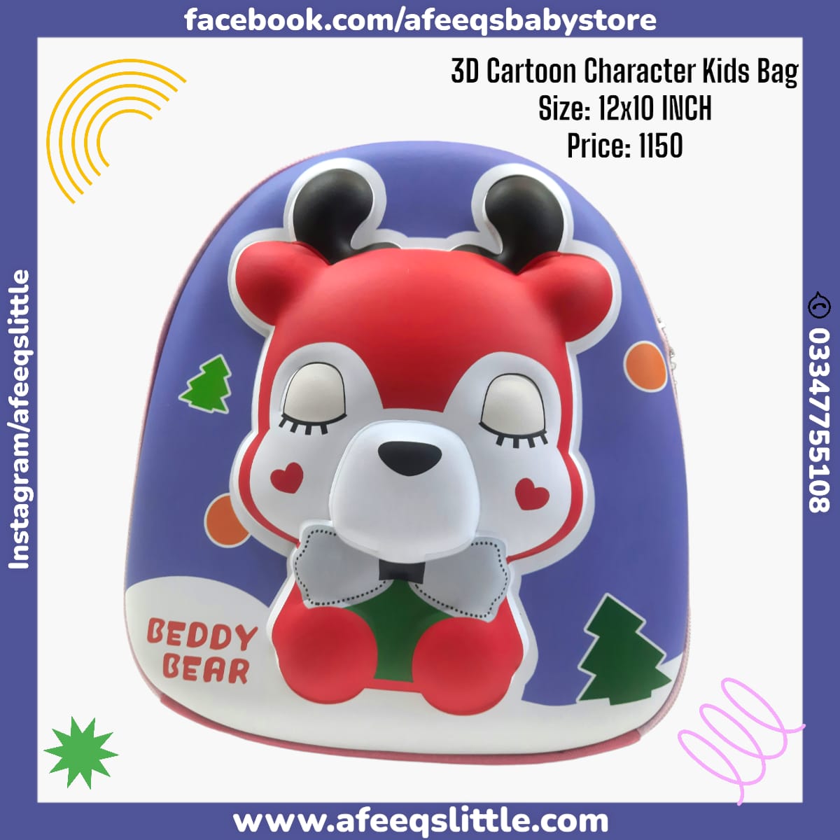 3D Print Cartoon Character Kids Bag