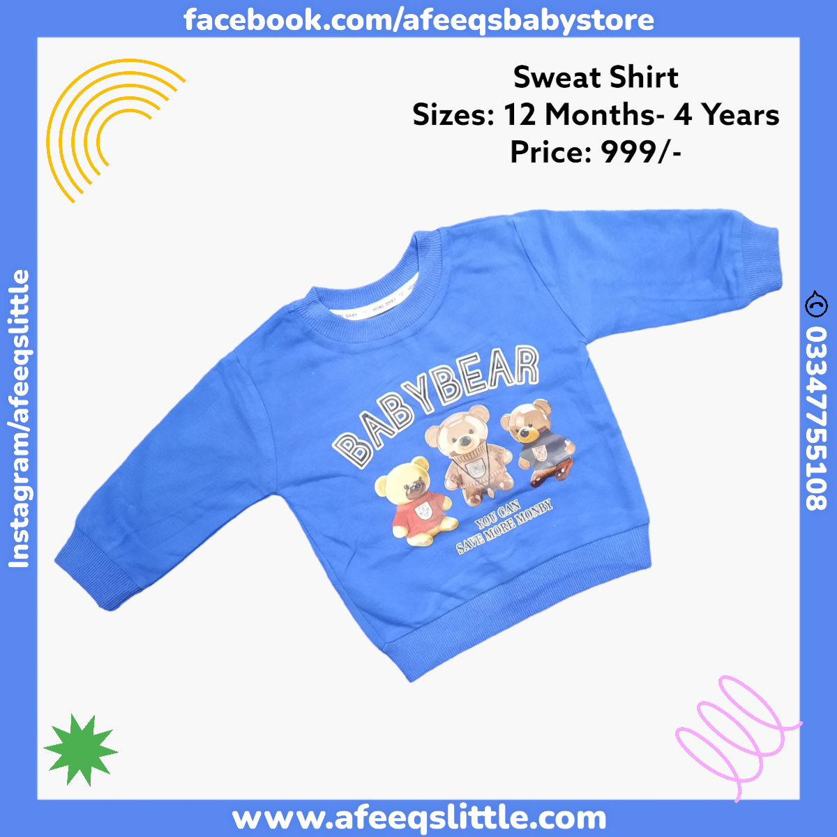 Baby Bear Fleece Sweat Shirt Imported