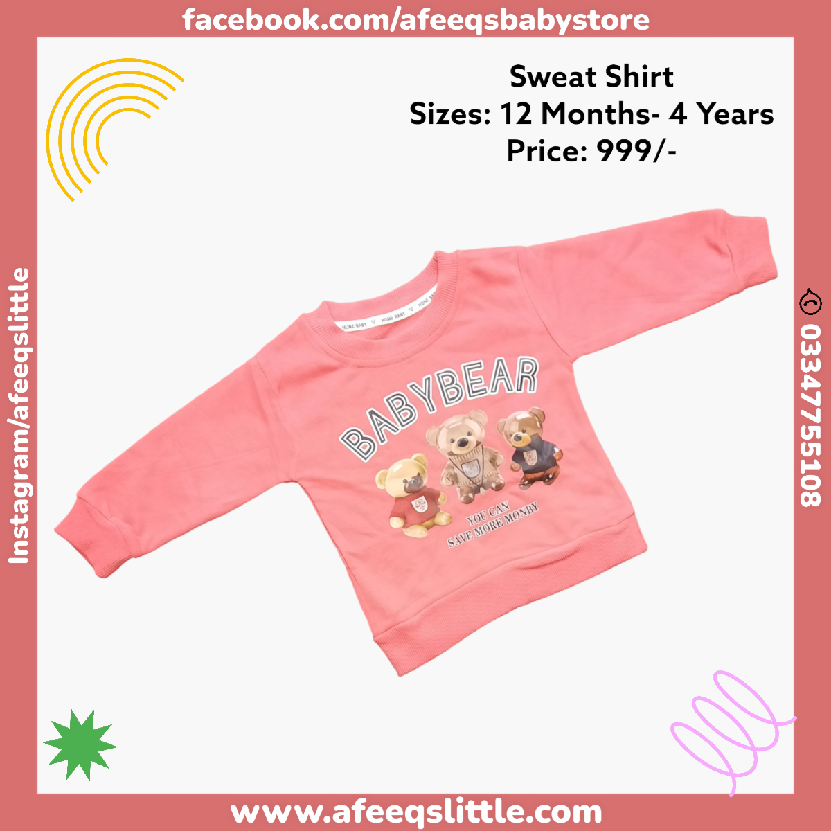 Baby Bear Fleece Sweat Shirt Imported