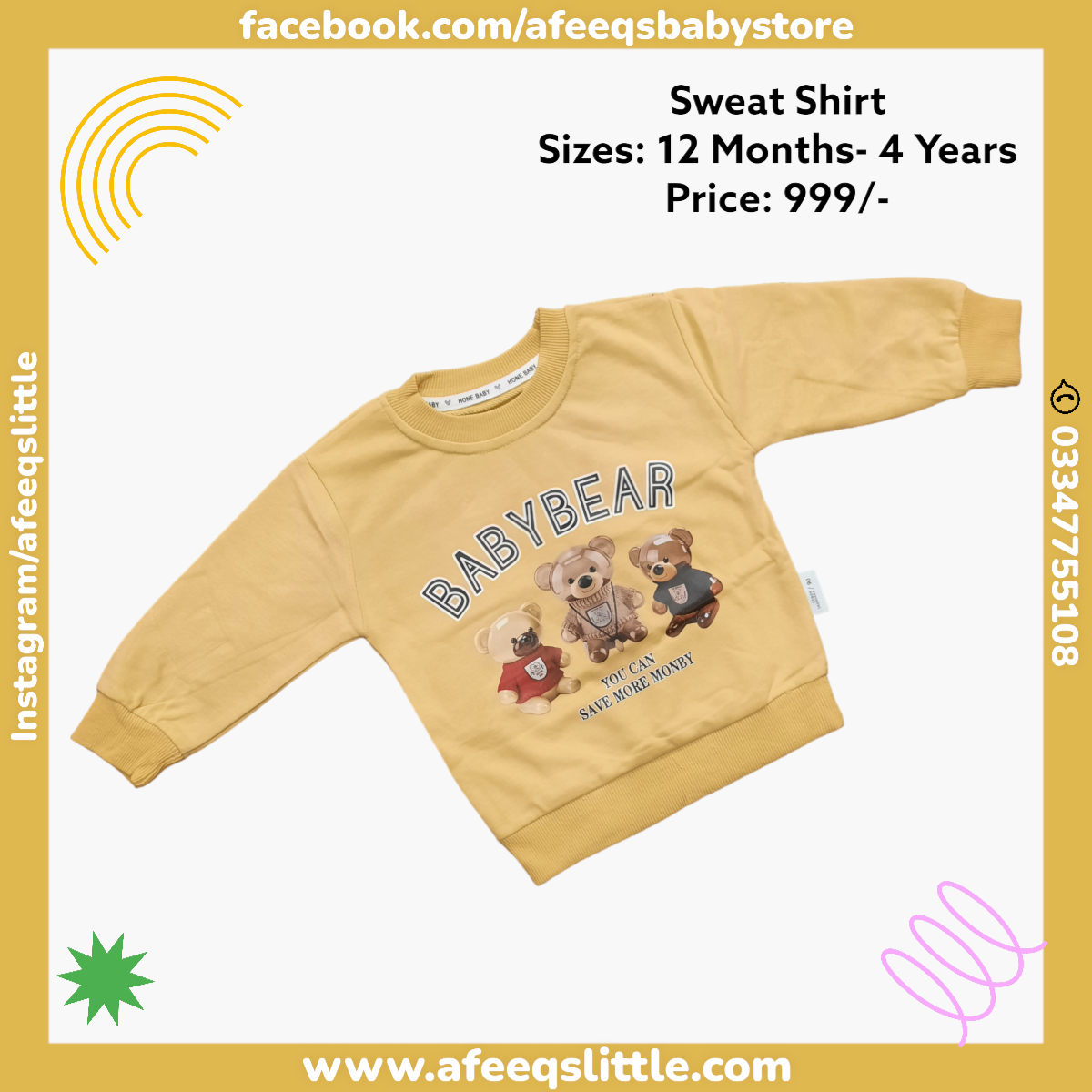 Baby Bear Fleece Sweat Shirt Imported