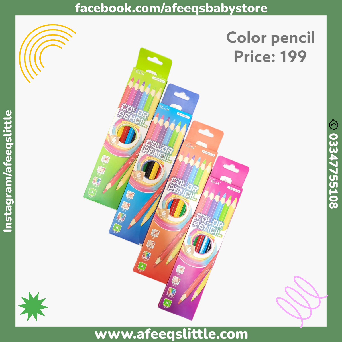 6 Color Pencils Pack