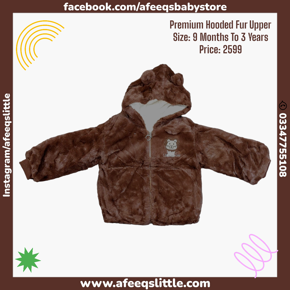 Premium Quality Baby Hooded Fur Upper
