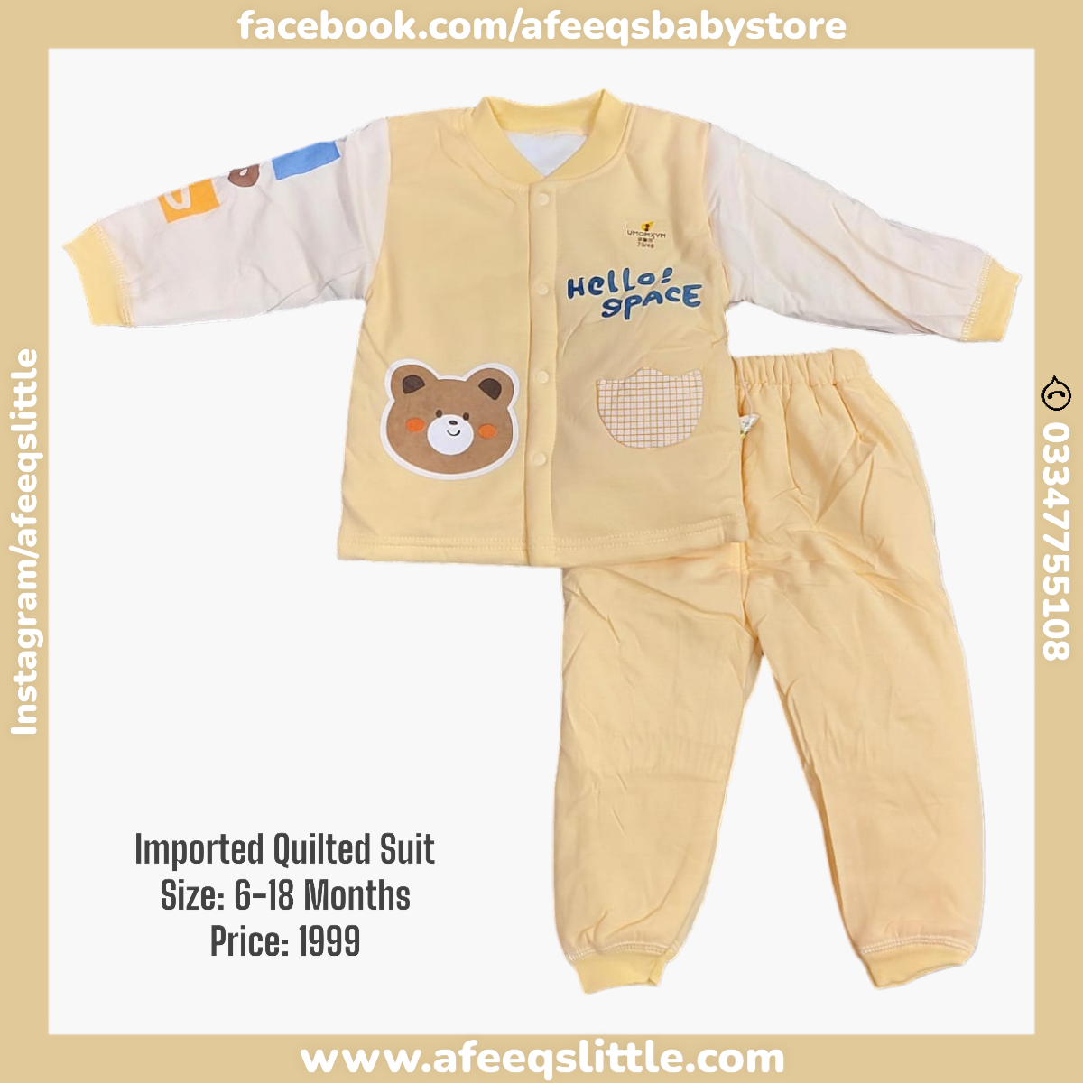 Bear Character Imported Quilted Suit