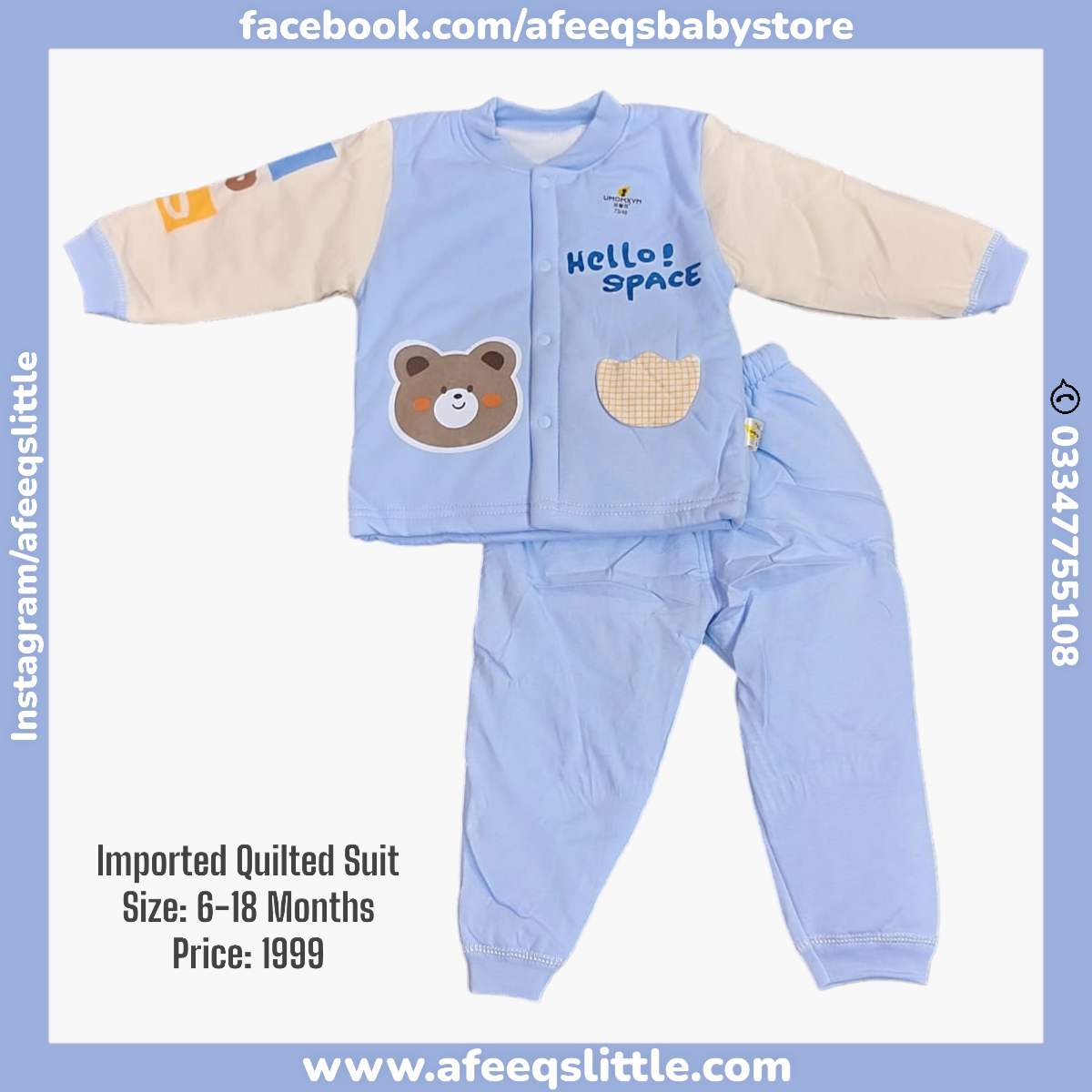 Bear Character Imported Quilted Suit