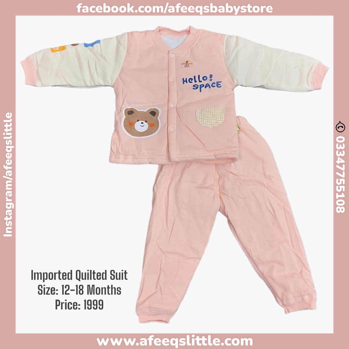 Bear Character Imported Quilted Suit