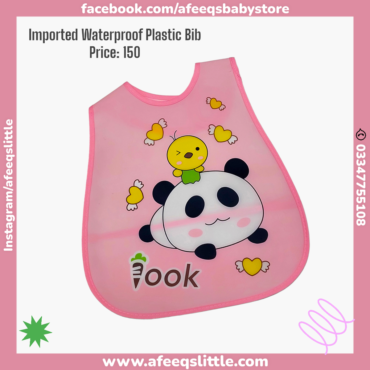 Imported Waterproof Plastic Cartoon Character Bib