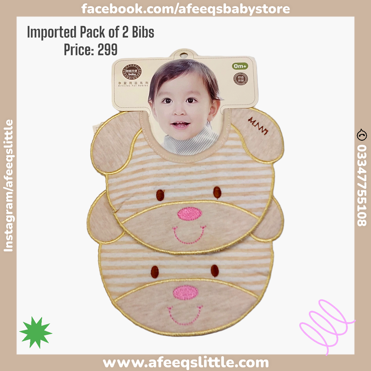 Imported Pack of 2 Bibs