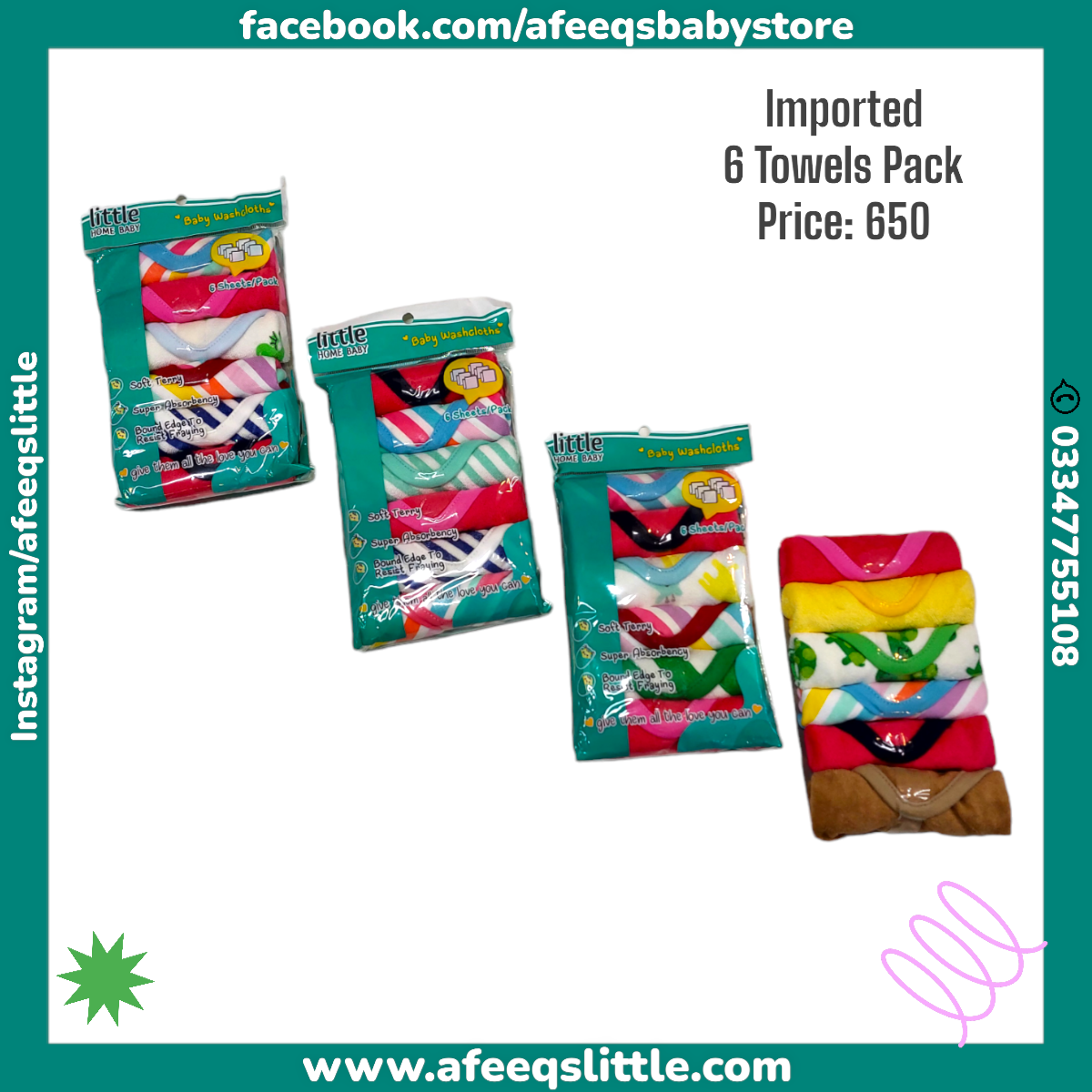 Imported 6 Face Towels Pack