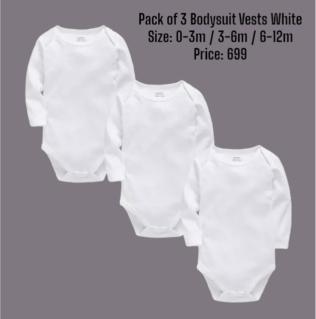 Pack of 3 Bodysuit Vests White