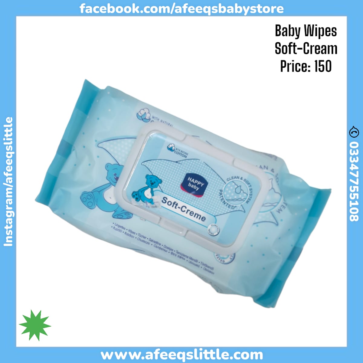 Happy Baby Soft-Creme Diaper Wipes 70pcs – Afeeqs Little
