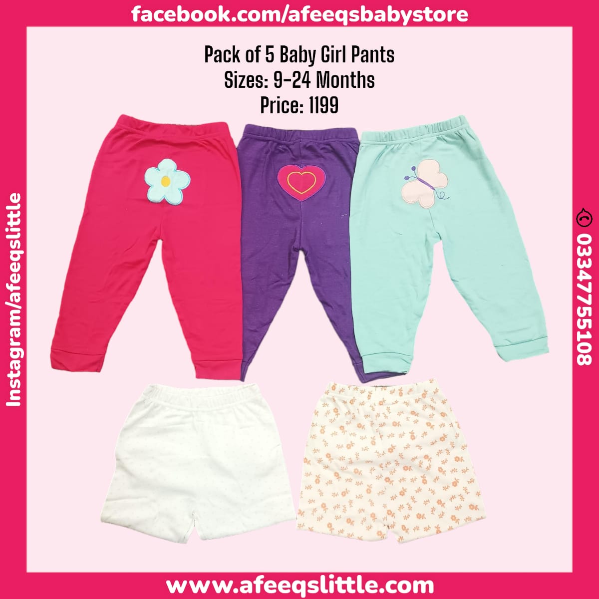 Pack of 5 Pants For Baby Girls