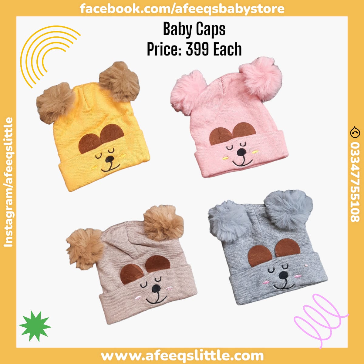 Teddy Bear Baby Warm Winter Cap Wool Stuff 0-10months