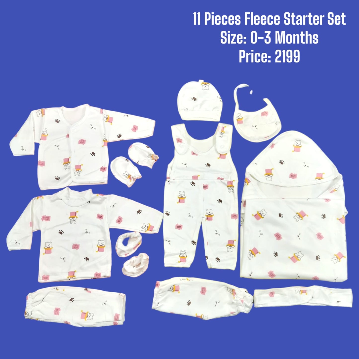 11 Pieces Fleece Starter Set 0-3month
