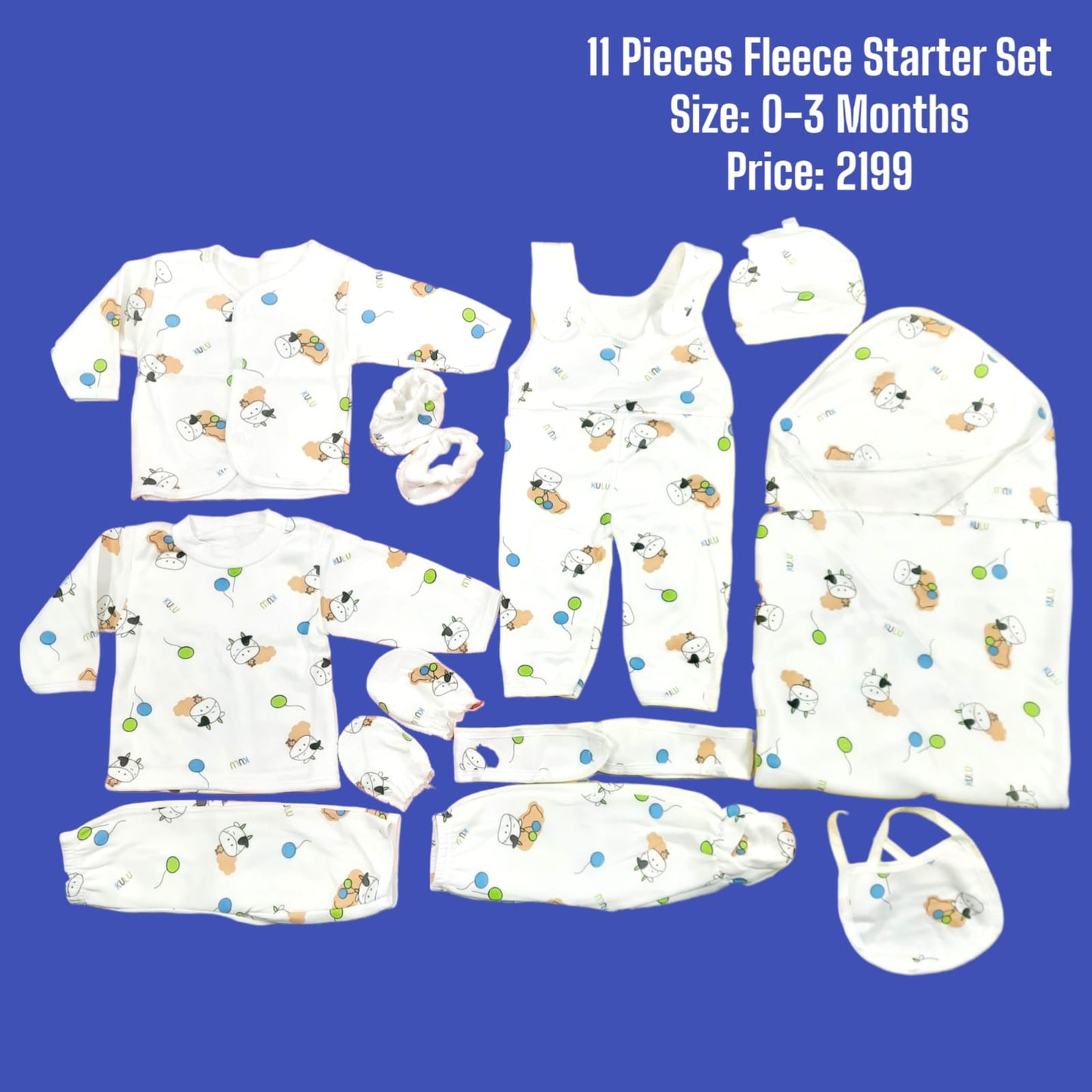 11 Pieces Fleece Starter Set 0-3month