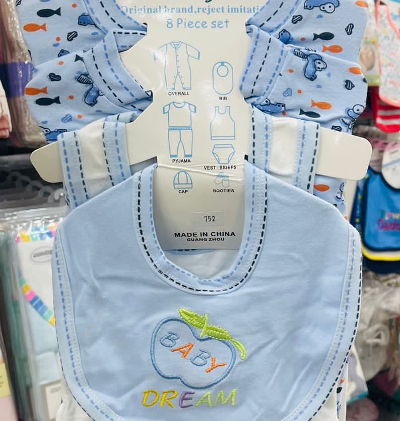 Imported Apple 8 Pieces Baby Cotton Starter Set 0-3Months