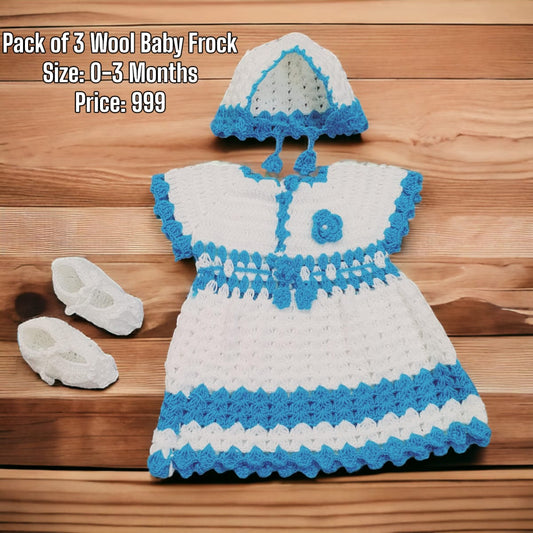 Pack of 3 Wool Baby Frock 0-3month