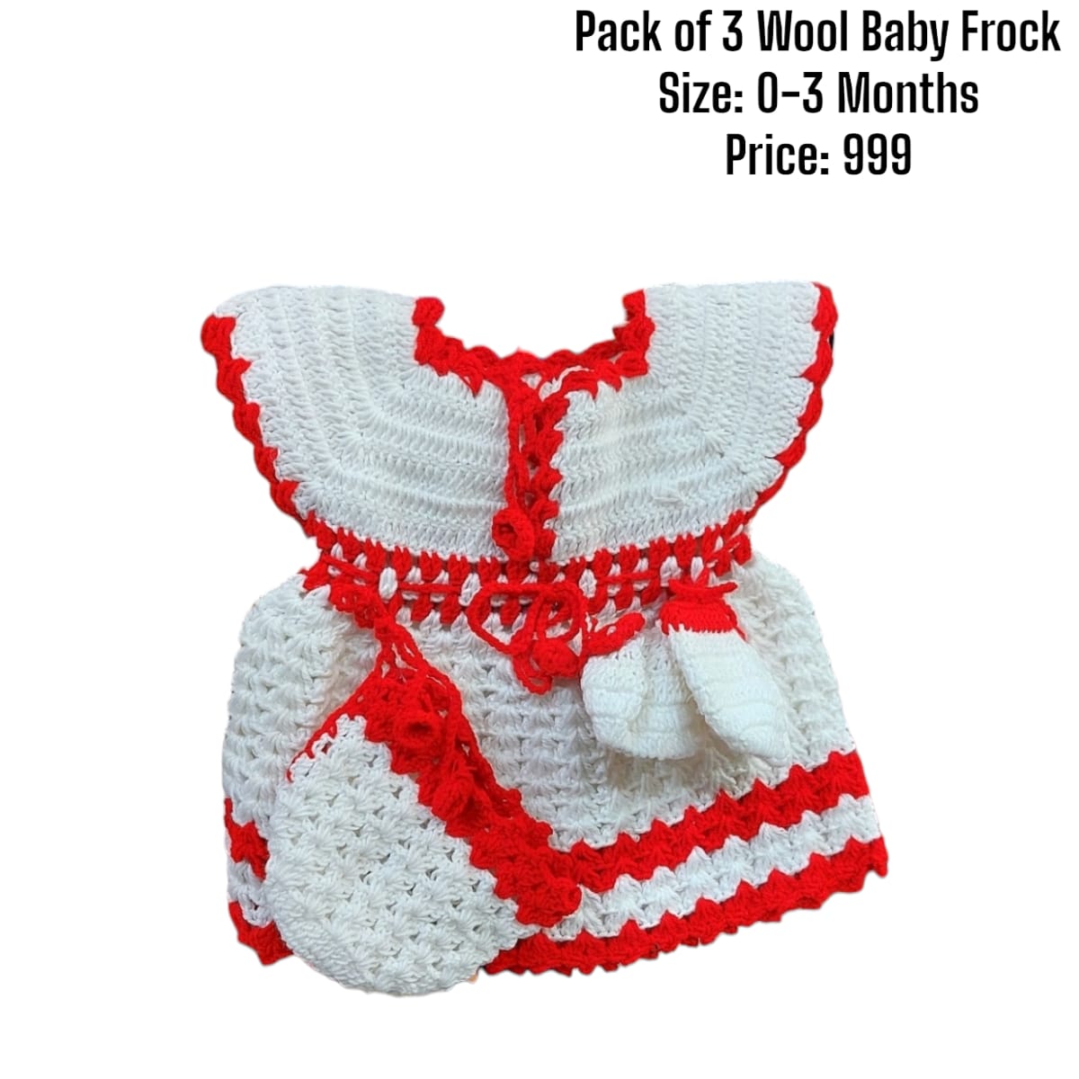 Pack of 3 Wool Baby Frock 0-3month