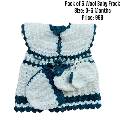 Pack of 3 Wool Baby Frock 0-3month