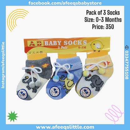 Pack of 3 Booties 0-3month