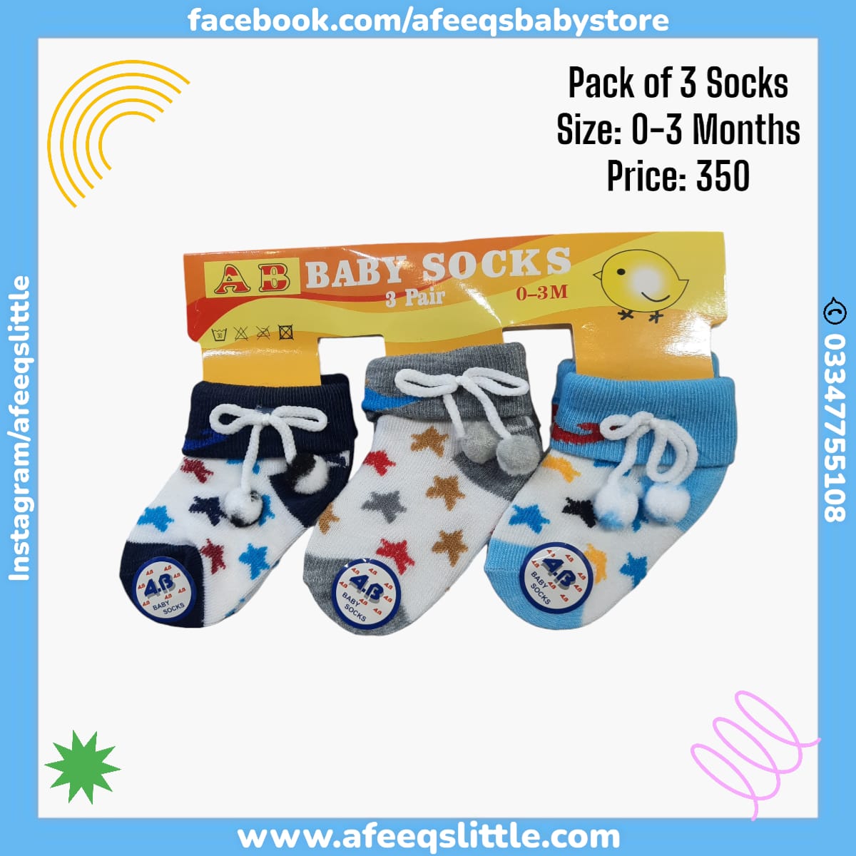 Pack of 3 Booties 0-3month