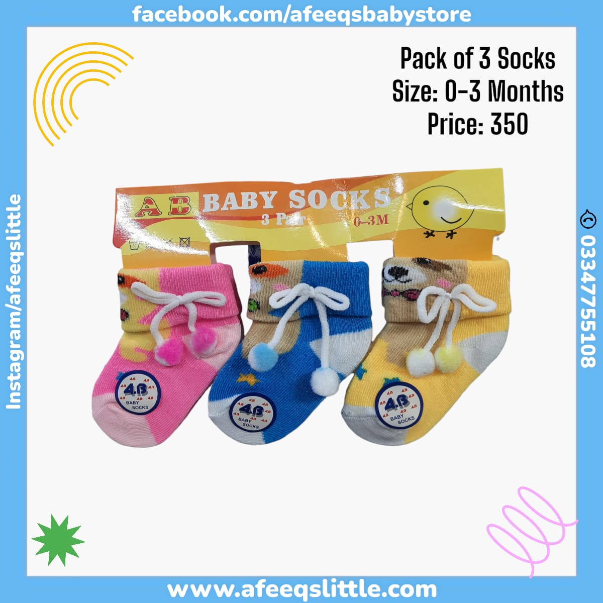 Pack of 3 Booties 0-3month