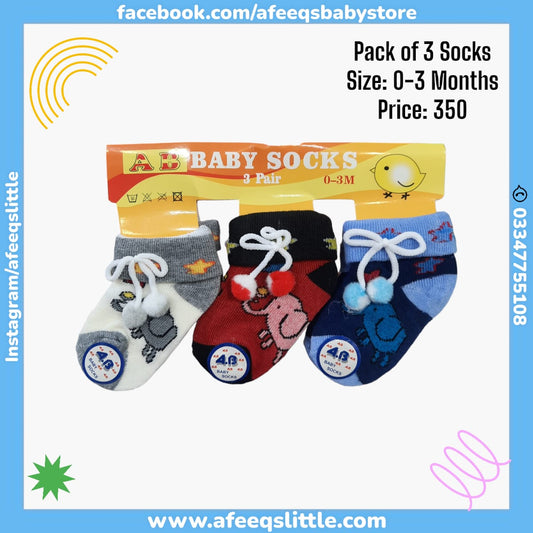 Pack of 3 Booties 0-3month