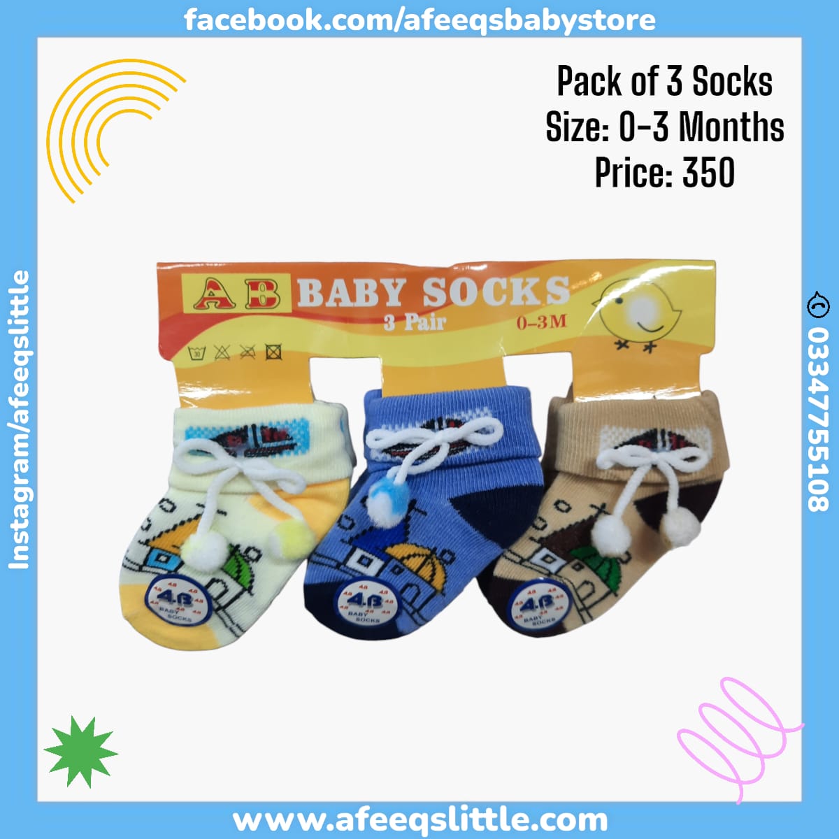 Pack of 3 Booties 0-3month