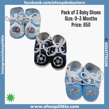 Pack of 3 Baby Shoes 0-3months