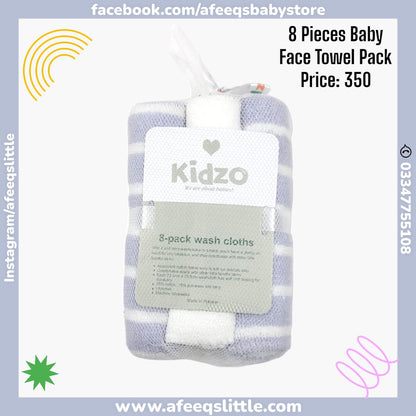 8 Pieces Baby Face Towels Pack