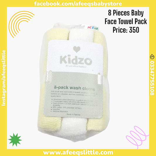 8 Pieces Baby Face Towels Pack