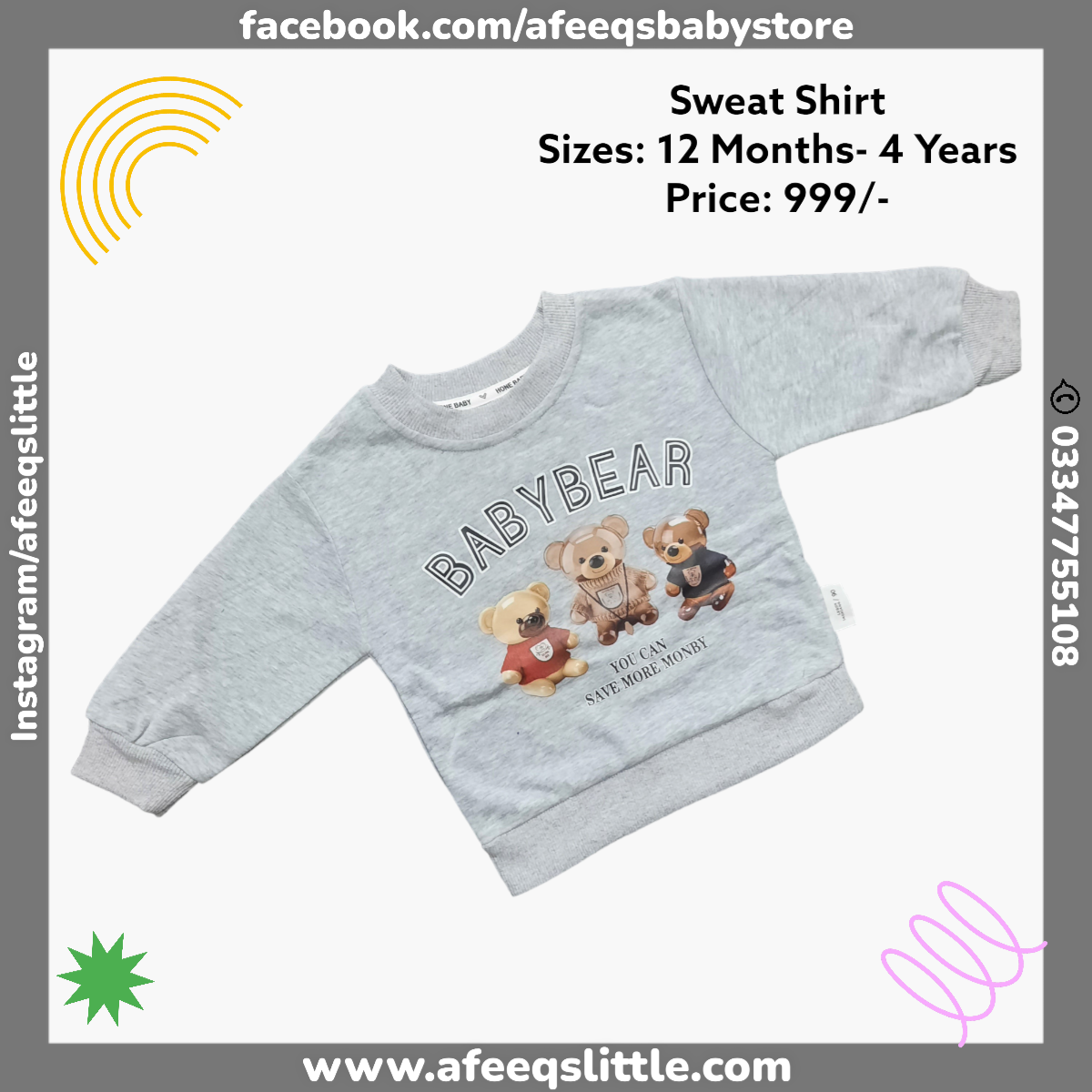 Baby Bear Fleece Sweat Shirt Imported