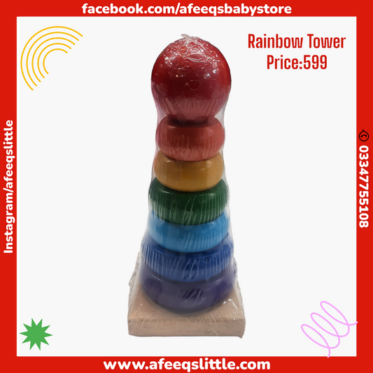 Wooden Rainbow Tower Toy