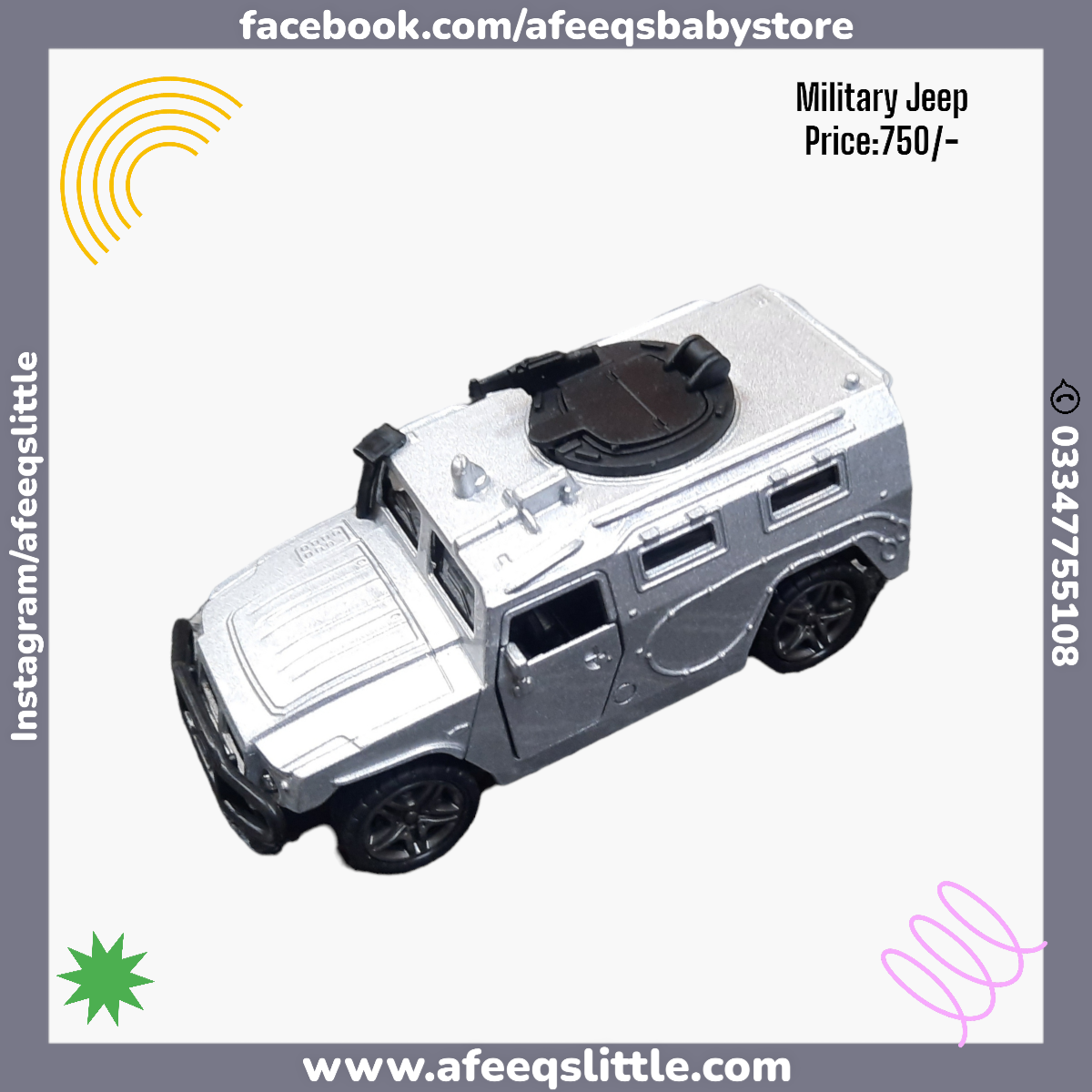 Pullback Die-cast Military Jeep