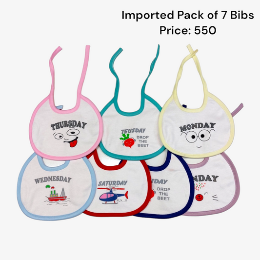 Imported Pack of 7 Bibs