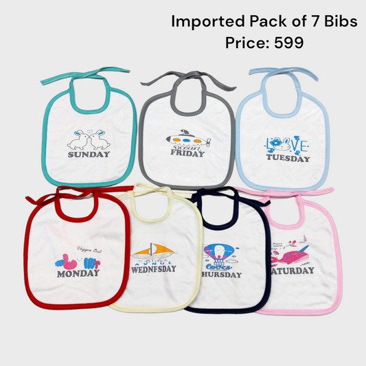 Imported Pack of 7 Bibs