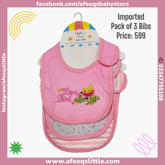 Love Bird Imported Pack of 3 Bibs