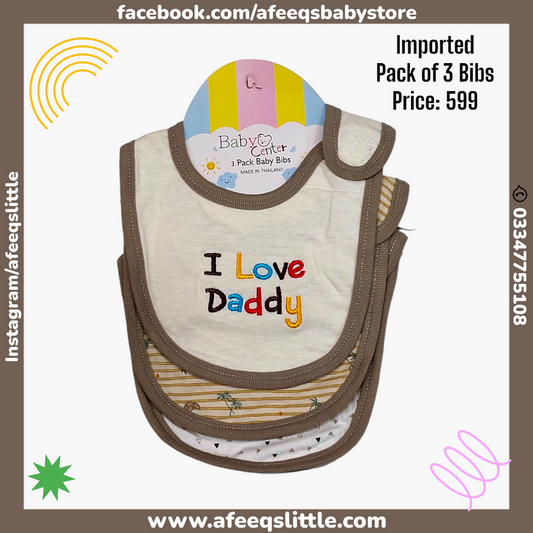 Love Daddy Imported Pack of 3 Bibs