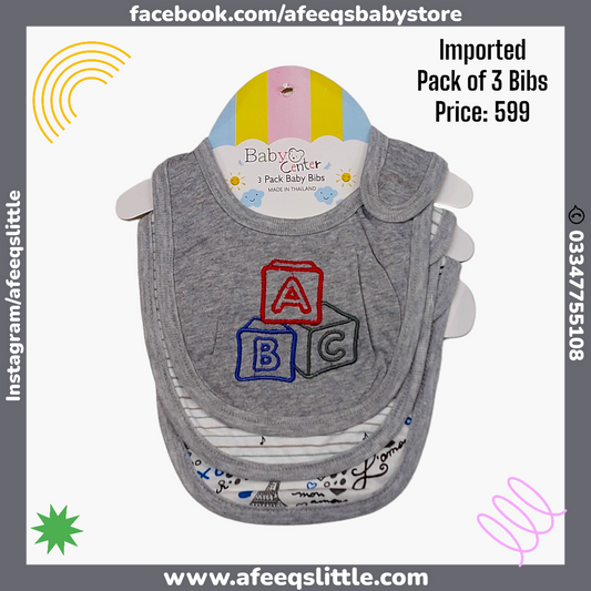 ABC Block Imported Pack of 3 Bibs