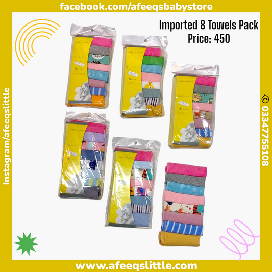 Imported 8 Face Towels Pack