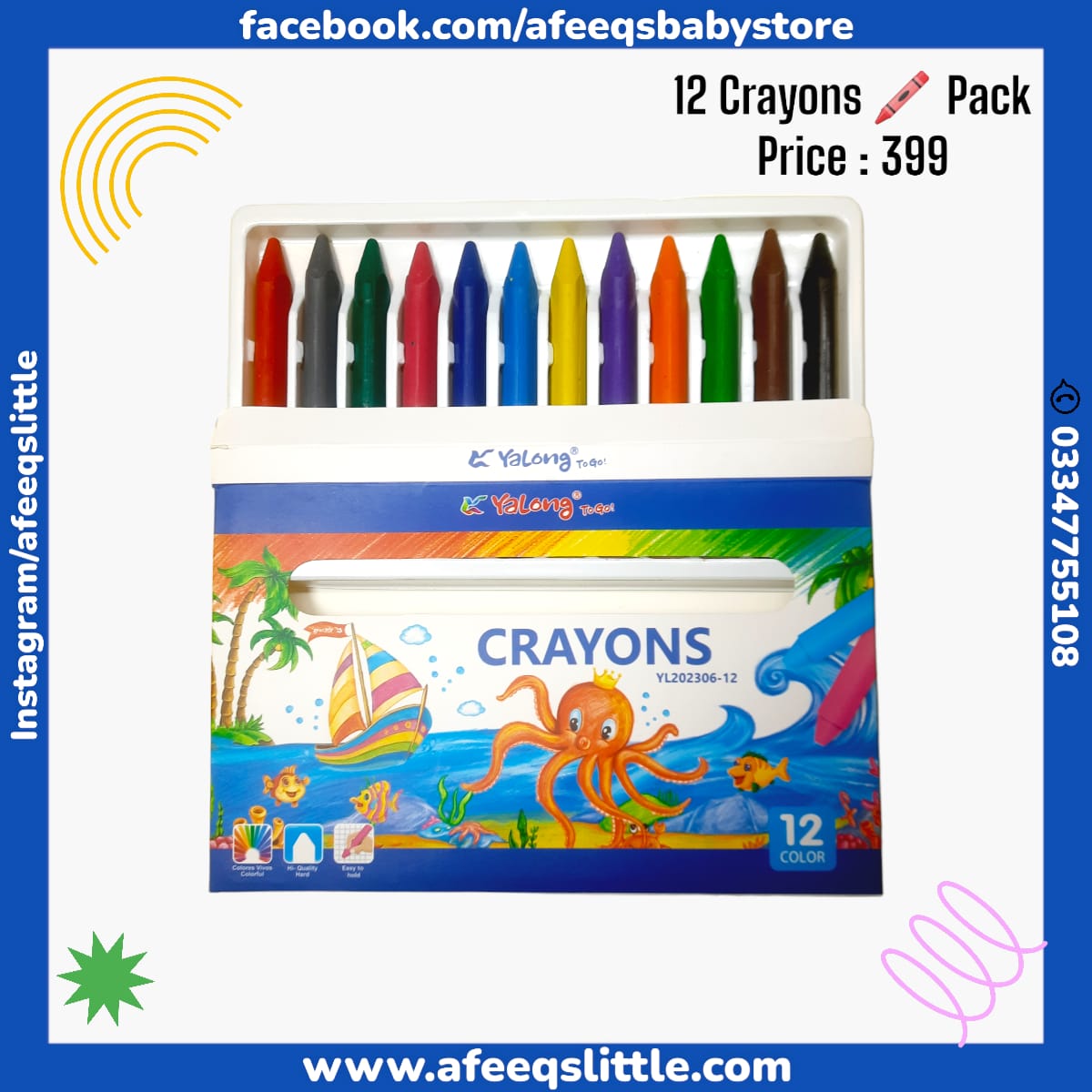 12 Crayons Pack Imported